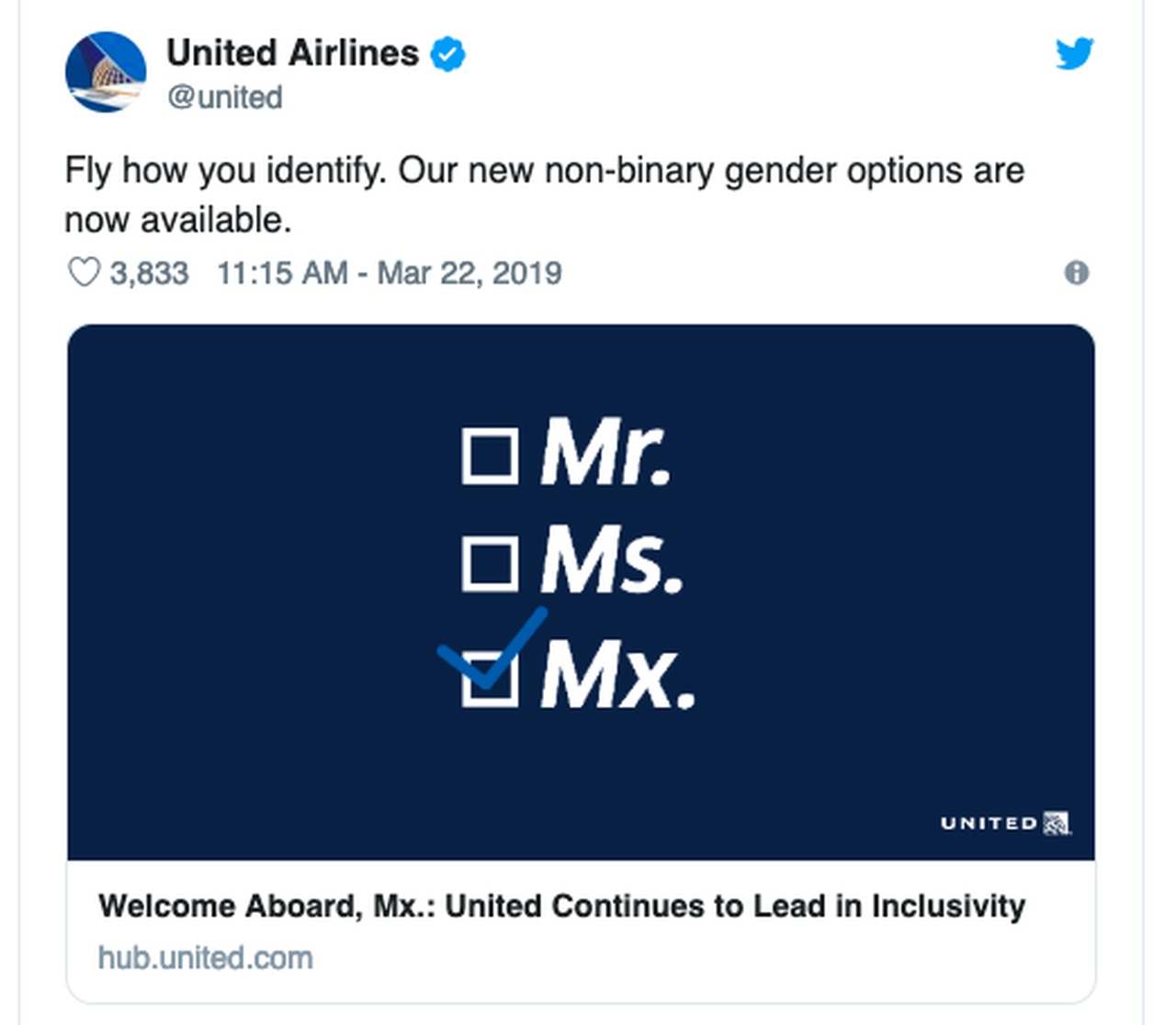 United Airlines tweet